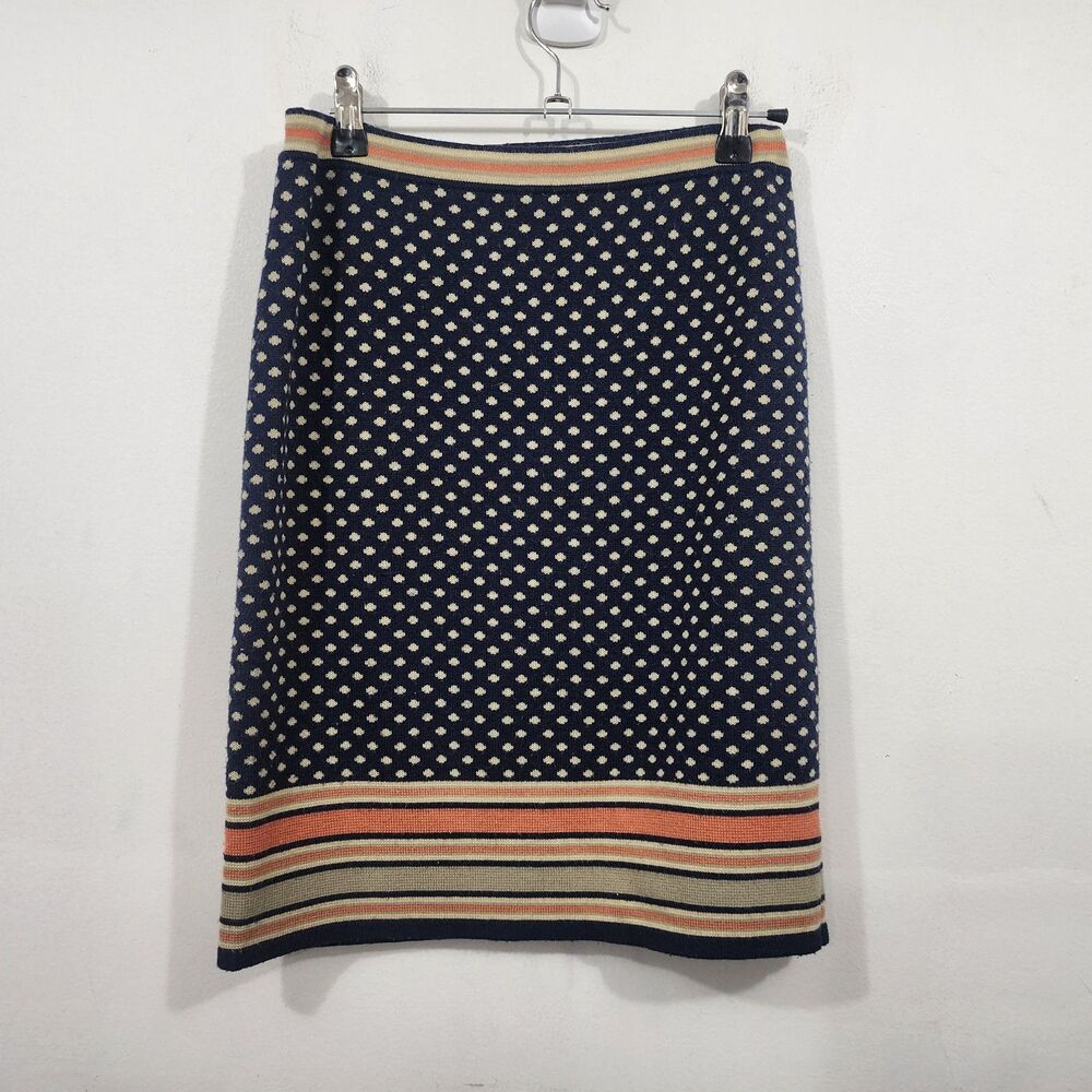 Anthropologie Sparrow Sweater Knit Pencil Skirt Polka Dot Striped Merino Wool XS
